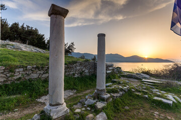 Landscape of coastline of Thassos island, Greece