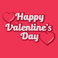 Naklejka premium Happy Valentines day typography with heart shapes