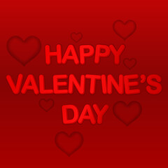 Happy Valentine's day romantic red background with heart shapes