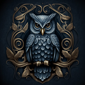 Cute owl logo elegant design Generative AI
