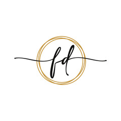 FD Initial Script Letter Beauty Logo Template