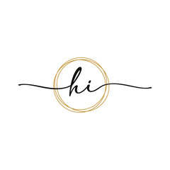 HI Initial Script Letter Beauty Logo Template