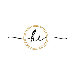 Fototapeta premium HI Initial Script Letter Beauty Logo Template