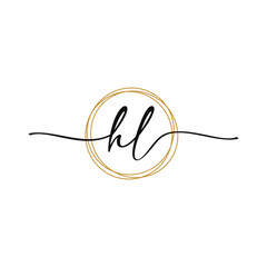 HL Initial Script Letter Beauty Logo Template