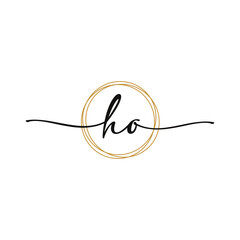 HO Initial Script Letter Beauty Logo Template
