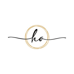 Fototapeta premium HO Initial Script Letter Beauty Logo Template