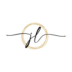 Fototapeta premium JL Initial Script Letter Beauty Logo Template