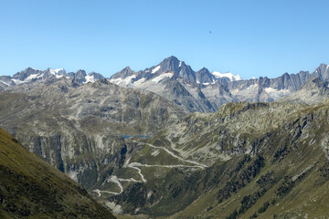 Fototapeta na wymiar mountain road in the Swiss Alps