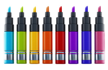 Multi colored marker pens on transparent background - obrazy, fototapety, plakaty