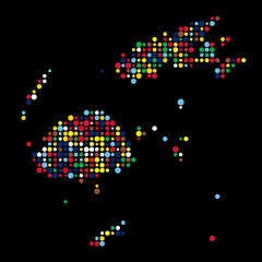 Fiji Silhouette Pixelated pattern map illustration