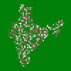 India Silhouette Pixelated pattern map illustration