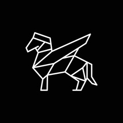 Pegasus line logo symbol design illustration. Clean logo mark design. Illustration for personal or commercial business branding.