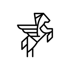 Pegasus line logo symbol design illustration. Clean logo mark design. Illustration for personal or commercial business branding.