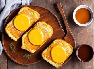 delicious homemade toast with honey and nuts