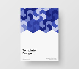 Unique mosaic pattern front page layout. Clean flyer design vector concept.