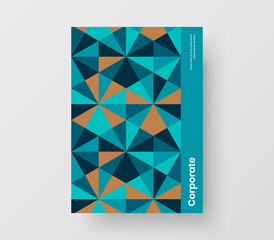 Vivid geometric tiles poster concept. Amazing leaflet design vector layout.