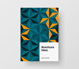 Bright annual report design vector concept. Modern mosaic hexagons brochure layout.