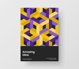 Premium mosaic shapes journal cover template. Amazing front page design vector layout.