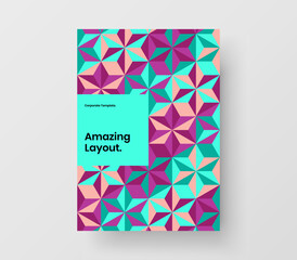 Abstract front page vector design template. Trendy mosaic shapes catalog cover layout.