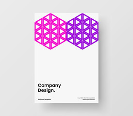 Bright mosaic shapes cover illustration. Simple corporate brochure A4 design vector template.