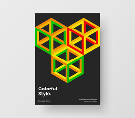 Clean geometric shapes postcard illustration. Trendy flyer A4 vector design template.