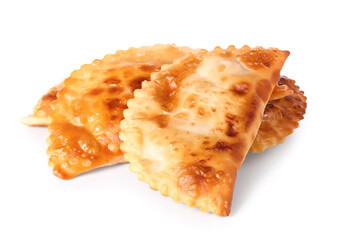 Tasty chebureks isolated on white background