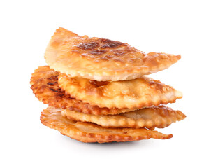 Tasty chebureks isolated on white background