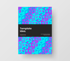 Amazing mosaic tiles leaflet concept. Fresh journal cover vector design template.