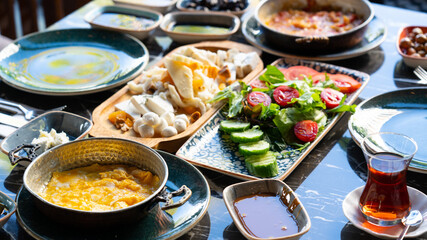 Fototapeta na wymiar wide variety of turkish breakfast table
