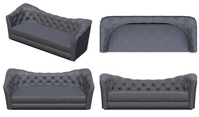 sofa isolate on a transparent background, interior furniture, 3D illustration, cg render