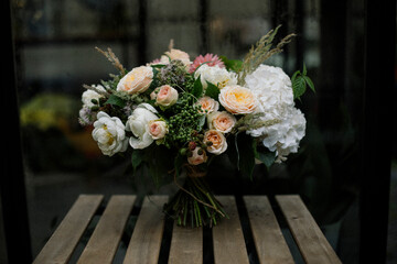 bouquet of roses on the table