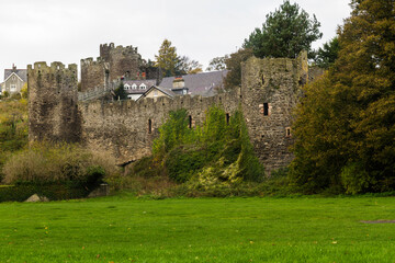 Fototapeta na wymiar Conwy, welsh town ,and walls from the south.