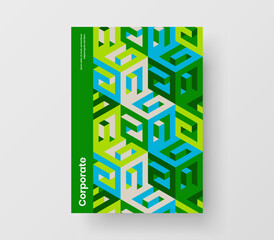 Premium mosaic hexagons leaflet concept. Modern catalog cover A4 design vector template.