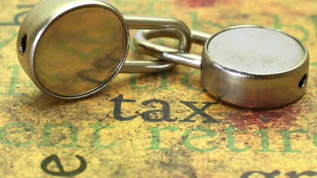 Locks on tax text dolly shot