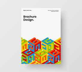 Fresh brochure A4 vector design concept. Vivid mosaic pattern catalog cover layout.