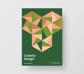 Simple geometric tiles brochure layout. Isolated leaflet design vector concept.