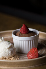 Chocolate dessert with ice cream 