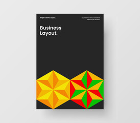 Vivid geometric pattern catalog cover concept. Original pamphlet A4 design vector illustration.