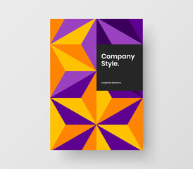 Vivid mosaic shapes corporate brochure template. Clean front page design vector layout.