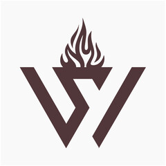 Fire Logo On Letter W, WS and fire icon vector Template. Fire On W Letter, Initial Fire Sign Concept suitable for any business related to Fire with W initials.