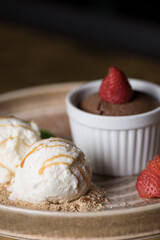 Chocolate and ice cream dessert