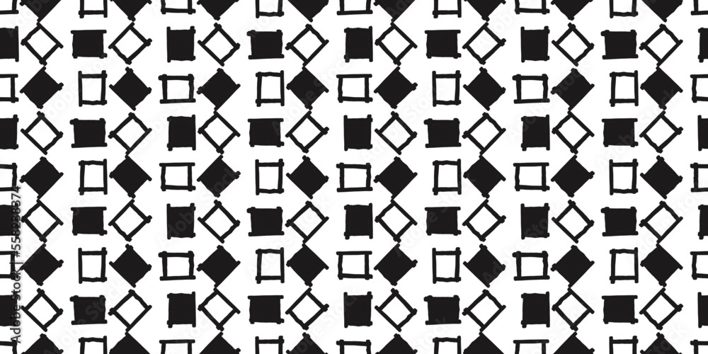 Poster black andwhite casual checker shapes. for printing and use in seamless canvases. textiles, cups, pil