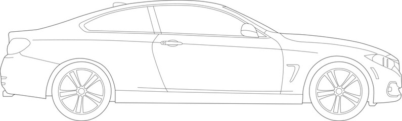 Vehicle Car Silhouette Outlined, Coupe Illustration Wireframe - obrazy, fototapety, plakaty