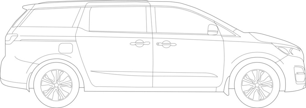 Vehicle Car Silhouette Outlined, Van Illustration Wireframe