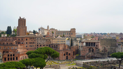 Fototapeta na wymiar The Trajan Forum, a major attraction in Rome