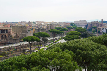 Fototapeta na wymiar Overlooking the historic centre of Rome, Italy