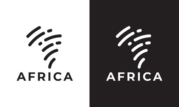 map of africa tech digital logo design vector illustration.