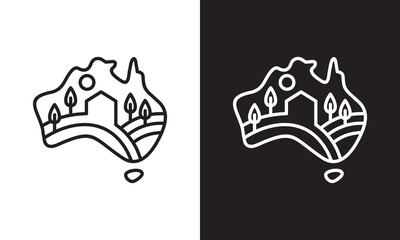 map australia frame logo design vector illustration