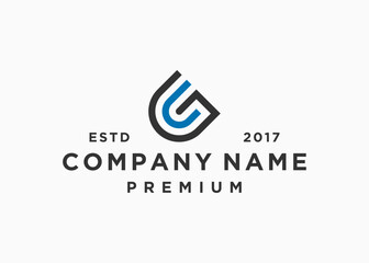 initial letter gu or ug logo design vector illustration template