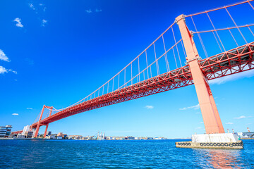 冬の若戸大橋　福岡県北九州市　Wakato oohashi Bridge in winter. Fukuoka prefecture. Kitakyusyu city	